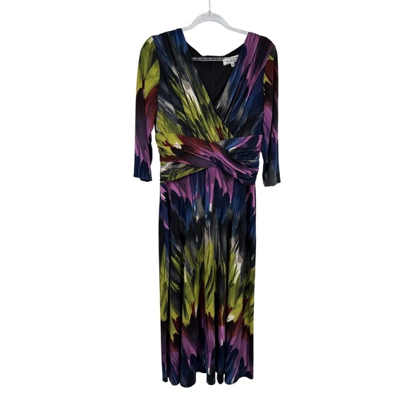 Clues Collections Dresses & Skirts - Vintage Clues Collections Dress Women 12 Multi Color Abstract Print Ruched Waist